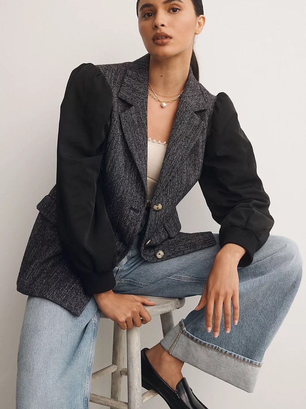 NWT Maeve Mixed Media Relaxed Jacket SIZE 4 (fits a size S & M) Retail $168